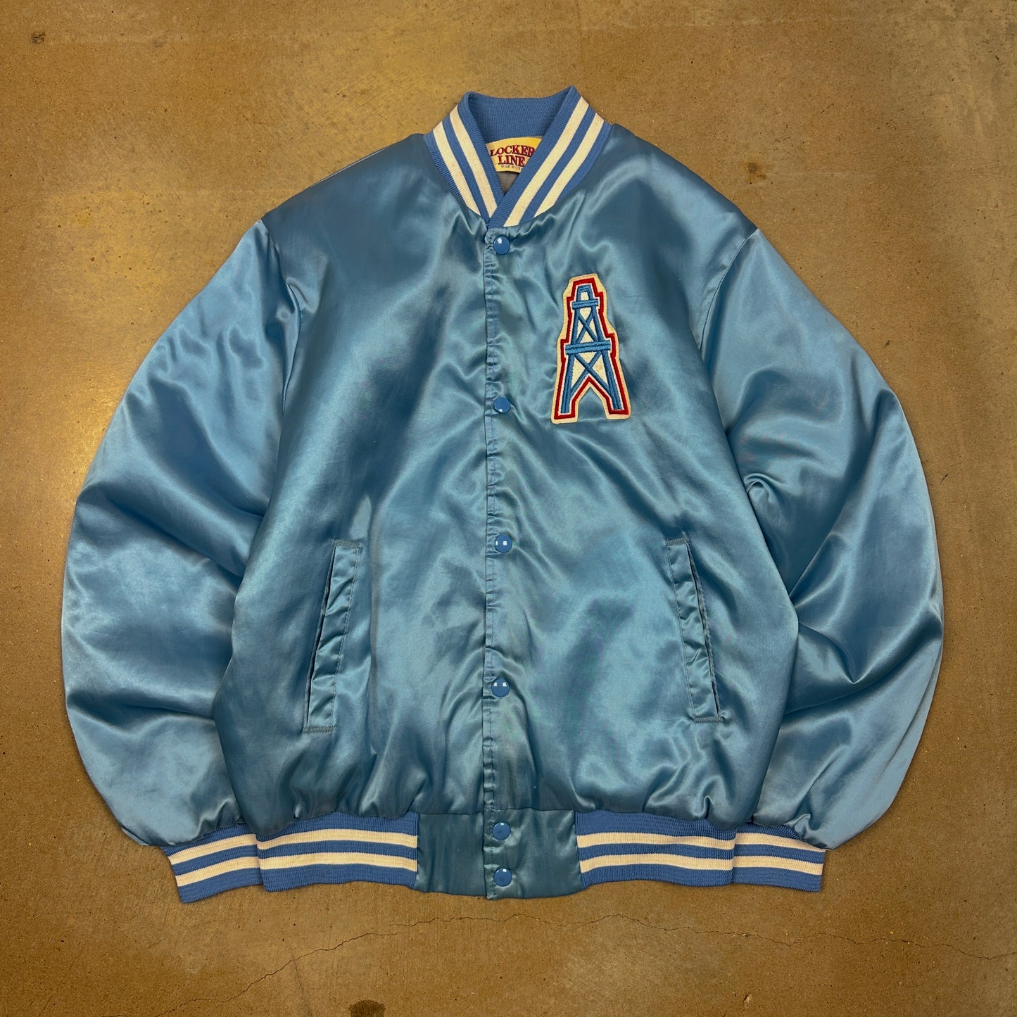 90's Houston Oilers Blue Satin Jacket