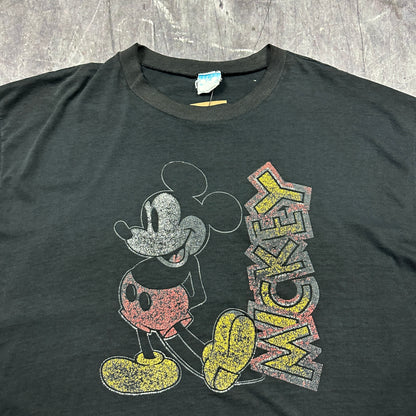 90s Faded Black Mickey Mouse Graphic Shirt XL A87