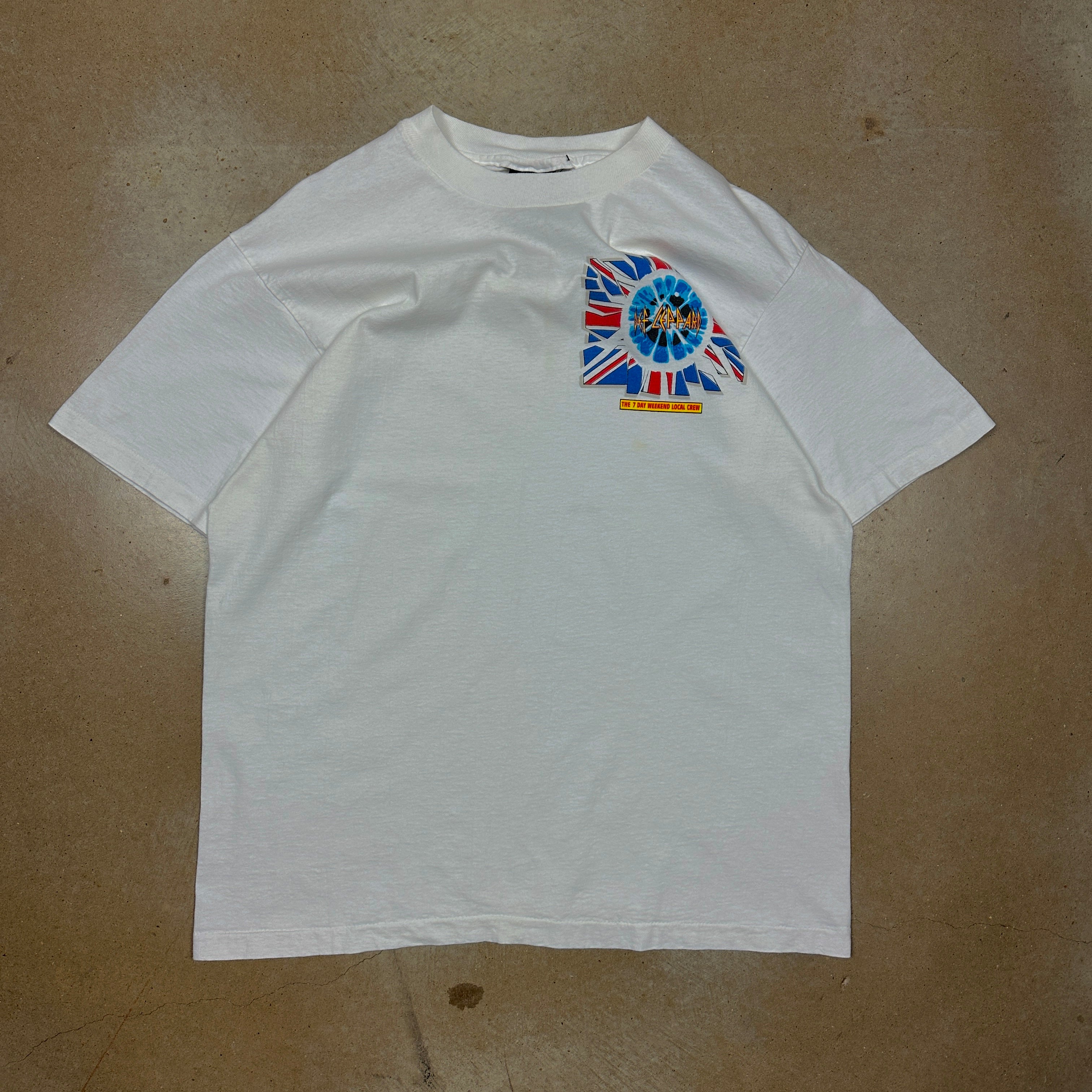 90s White Def Leppard The 7 Day Weekend Tour Crew Shirt L F27