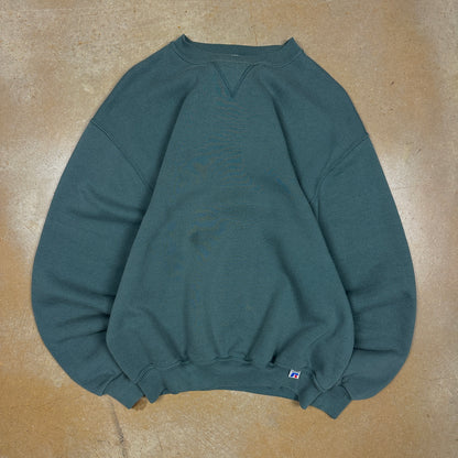 90s Green Russell Athletic Blank Essential Crewneck Sweatshirt M Q65