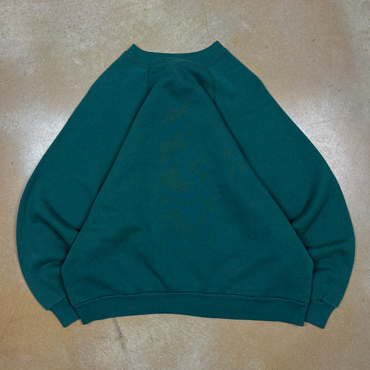 90s Forest Green Tultex Raglan Blank Essential Crewneck Sweatshirt L T97