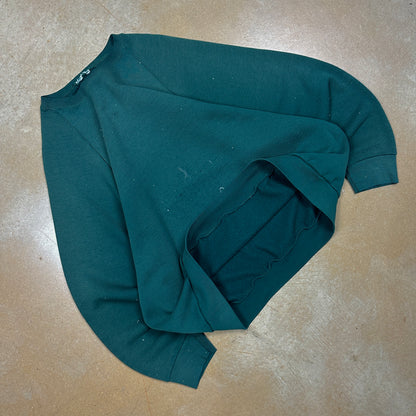 90s Faded Forest Green Blank Essential Crewneck Sweatshirt Boxy L U17