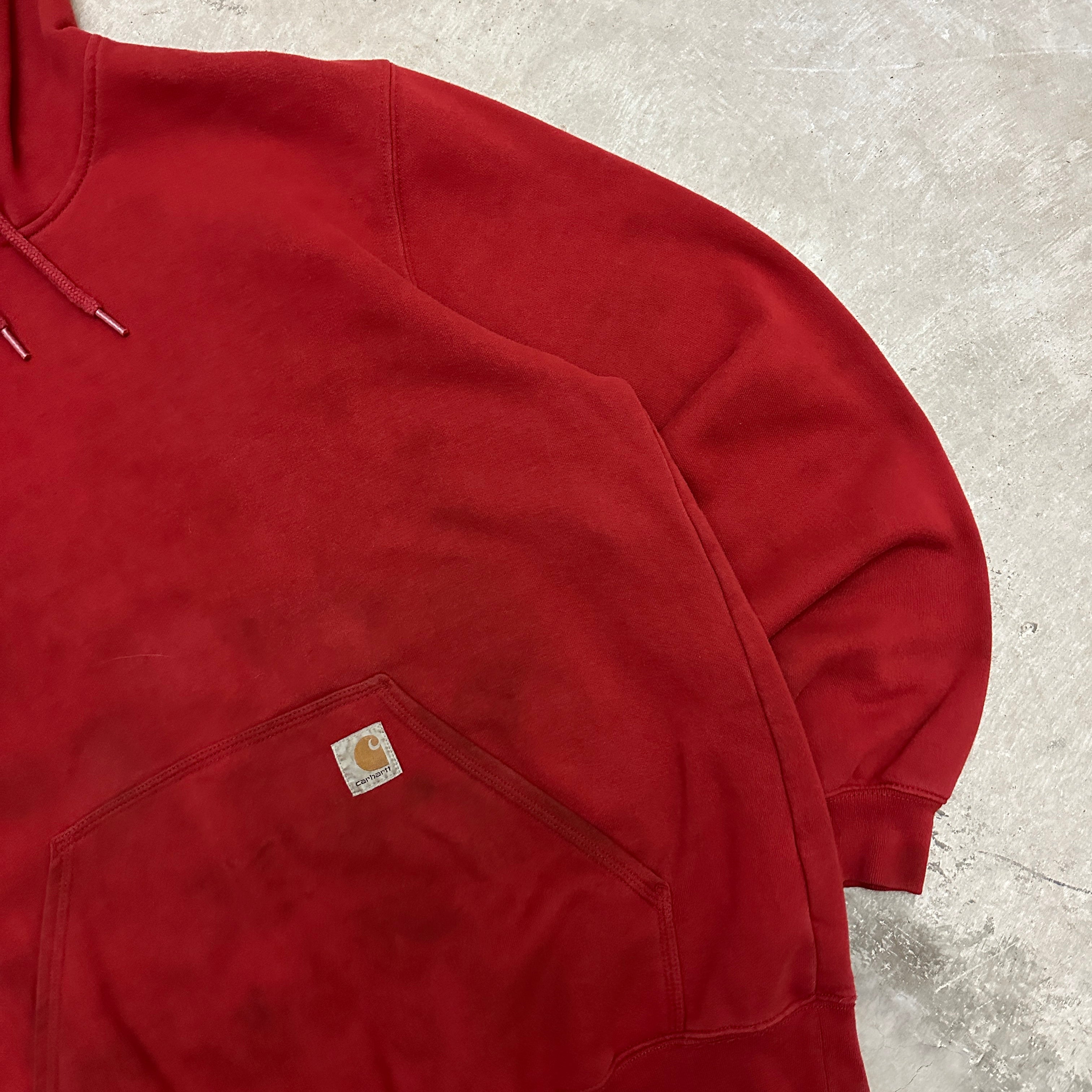 00s Red Faded Carhartt Essential Hoodie L E76 KeepItClassicVtg