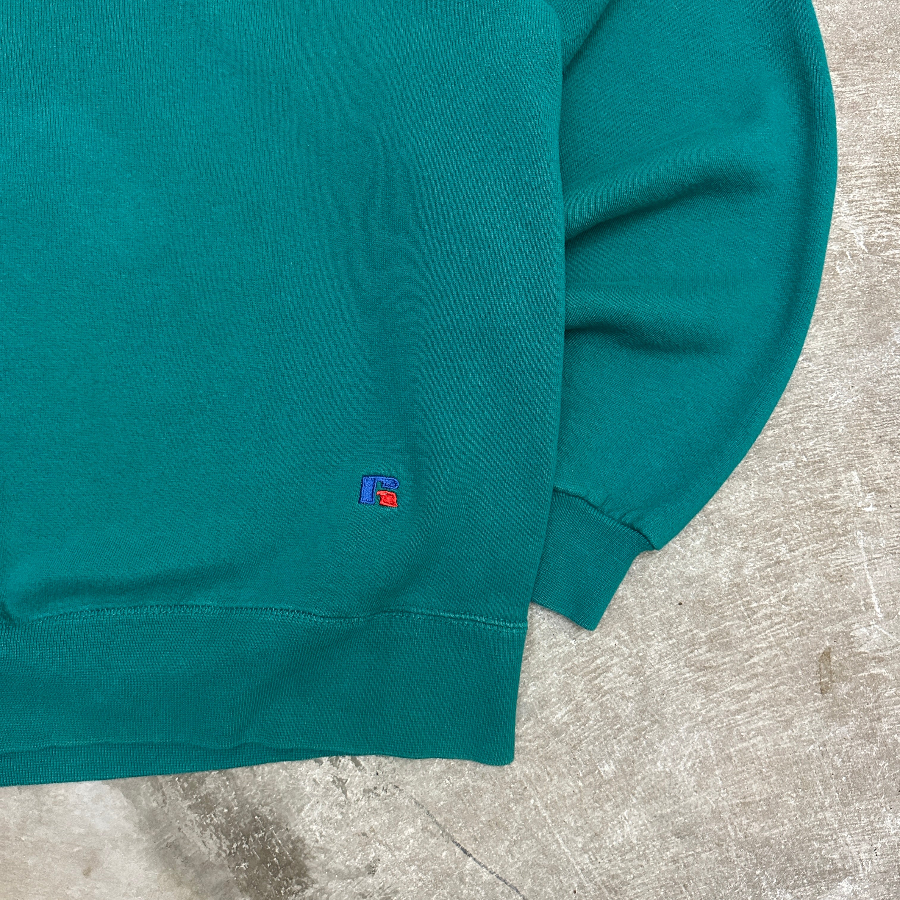 90s Teal Green Russell Athletic High Cotton Thick Crewneck