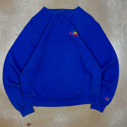 90s Blue Champion Spellout Essential Crewneck Sweatshirt M T04