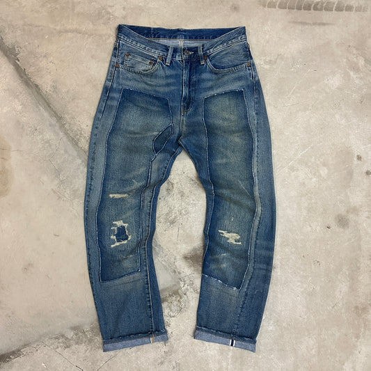 90s Dark Wash Repaired Levi’s Redline LVC Repro Hidden Rivet Big E Jeans 32x31 E14